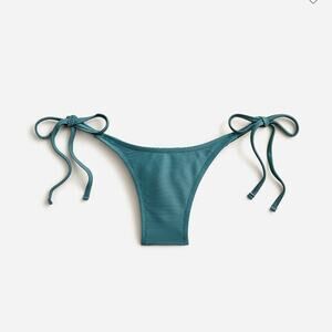 J. Crew Dark Teal Ribbed Curved Waist Cheeky String Bikini Bottom Large NWT
